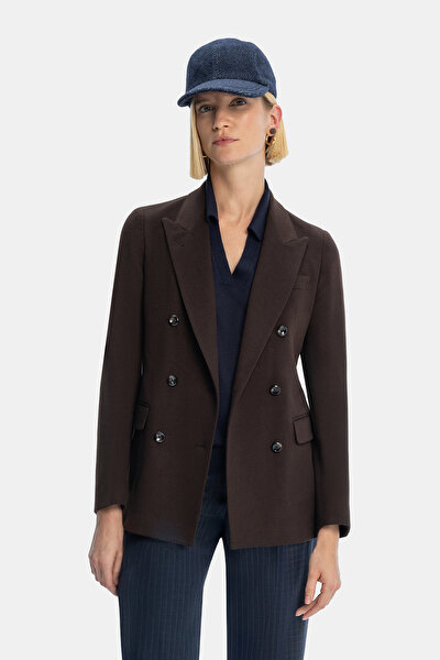 BROWN SURPLICE NECKLINE (CROSS-OVER NECKLINE) JACKET 4