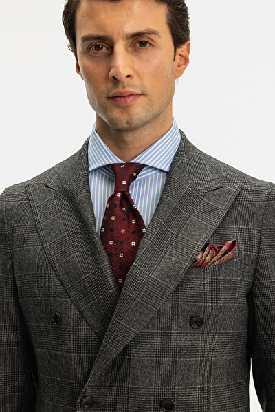 GREY SURPLICE NECKLINE (CROSS-OVER NECKLINE) WOOL/CASHMERE SUIT 3