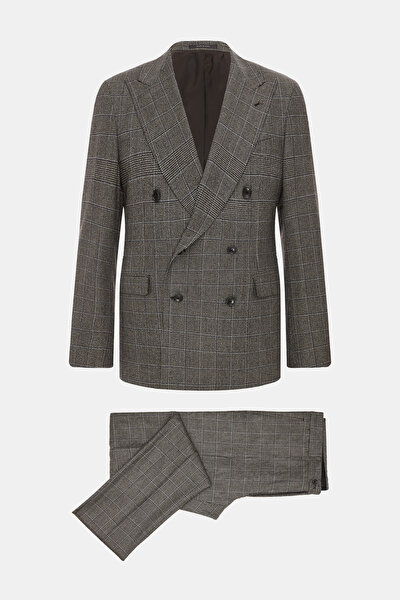 BROWN SURPLICE NECKLINE (CROSS-OVER NECKLINE) WOOL/CASHMERE SUIT 8