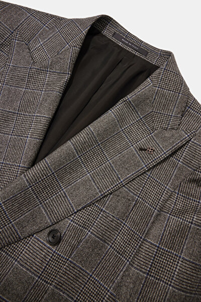 BROWN SURPLICE NECKLINE (CROSS-OVER NECKLINE) WOOL/CASHMERE SUIT 10