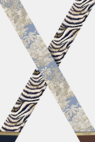 BLUE ANIMAL FIGURED TWILL FOULARD 3