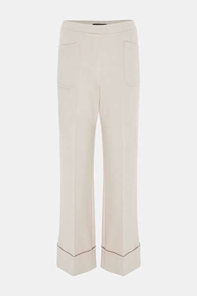 BEIGE STRAIGHT CUT TROUSERS 4
