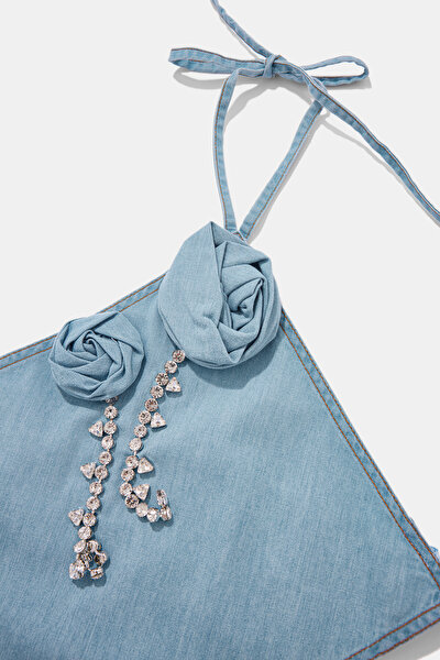LIGHT BLUE SLEEVELESS SUSPENDER BLOUSE 3