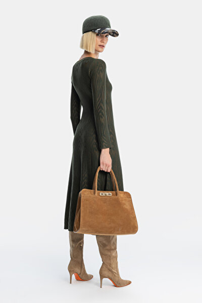 KHAKI LONG SLEEVE DRESS 3