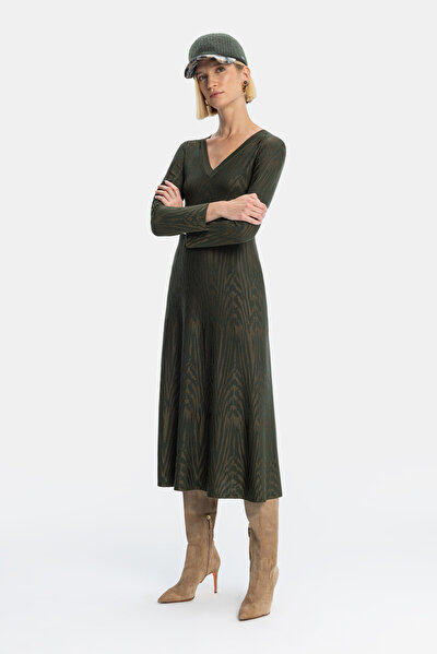 KHAKI LONG SLEEVE DRESS 5