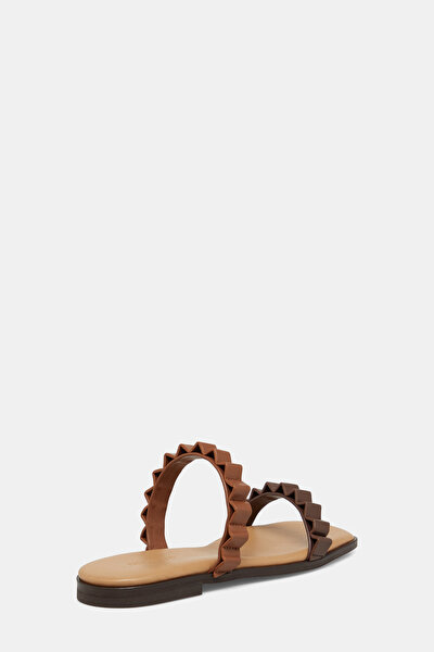 BROWN LEATHER SLİPPER 3