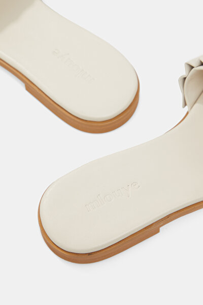 ECRU LEATHER SLİPPER 5