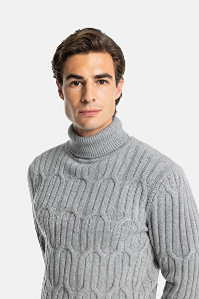 GRAY MELANGE TURTLENECK TRICOT 3