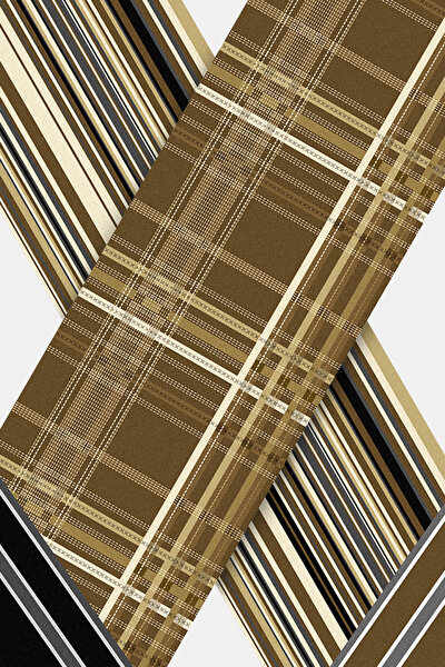 KAHVE GEOMETRİK DESENLİ TWILL FULAR 3