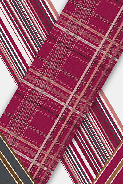 FUŞYA GEOMETRİK DESENLİ TWILL FULAR 3