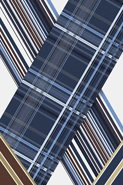 BROWN GEOMETRIC DESIGN TWILL FOULARD 3