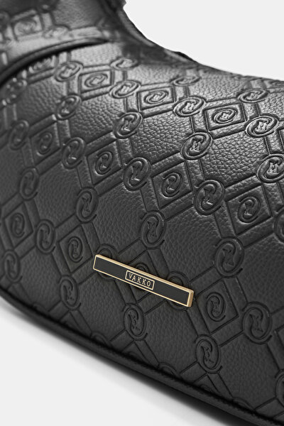 BLACK MONOGRAM LEATHER BAG 5