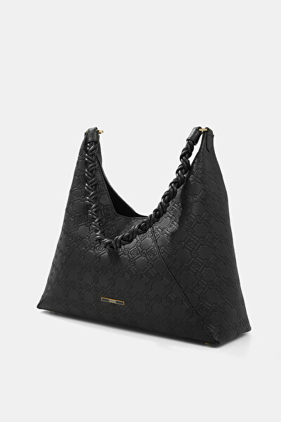 BLACK MONOGRAM LEATHER BAG 4