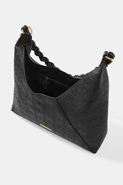 BLACK MONOGRAM LEATHER BAG 5