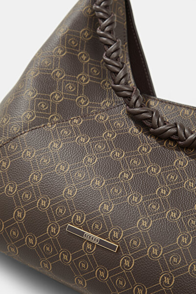 BEIGE MONOGRAM LEATHER BAG 4
