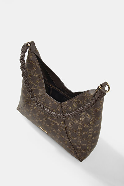 BEIGE MONOGRAM LEATHER BAG 5