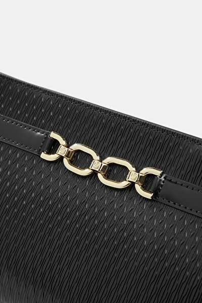 BLACK MONOGRAM LEATHER BAG 5