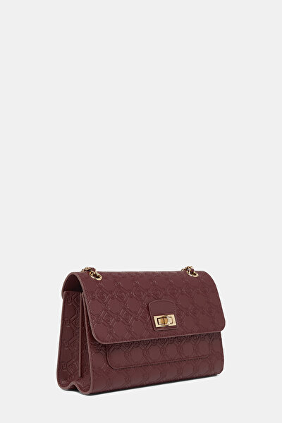 MAROON MONOGRAM LEATHER BAG 3