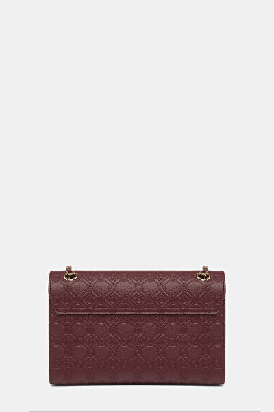 MAROON MONOGRAM LEATHER BAG 4