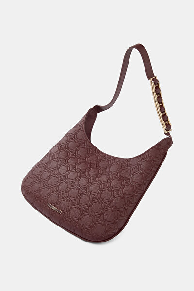 MAROON MONOGRAM LEATHER BAG 4