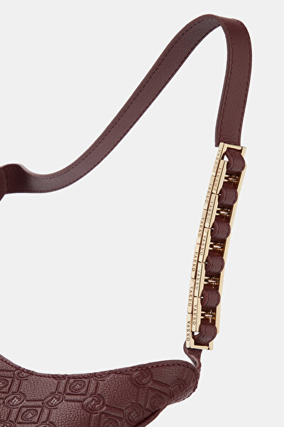 MAROON MONOGRAM LEATHER BAG 5