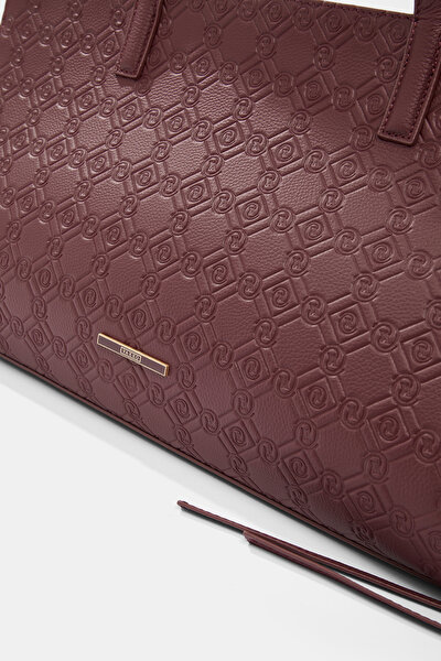 MAROON MONOGRAM LEATHER BAG 4
