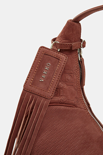 TAN MONOGRAM LEATHER BAG 4