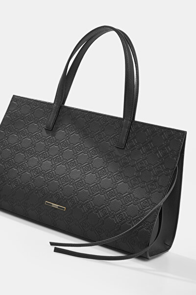 BLACK MONOGRAM LEATHER BAG 4