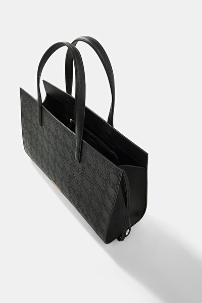 BLACK MONOGRAM LEATHER BAG 5