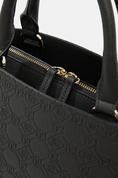 BLACK MONOGRAM LEATHER BAG 4