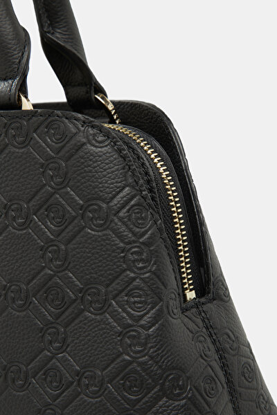 BLACK MONOGRAM LEATHER BAG 5