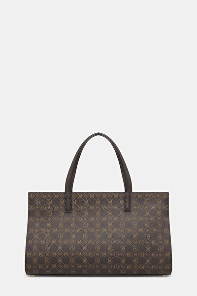 BEIGE MONOGRAM LEATHER BAG 3
