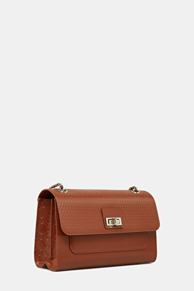 TAN MONOGRAM LEATHER BAG 4