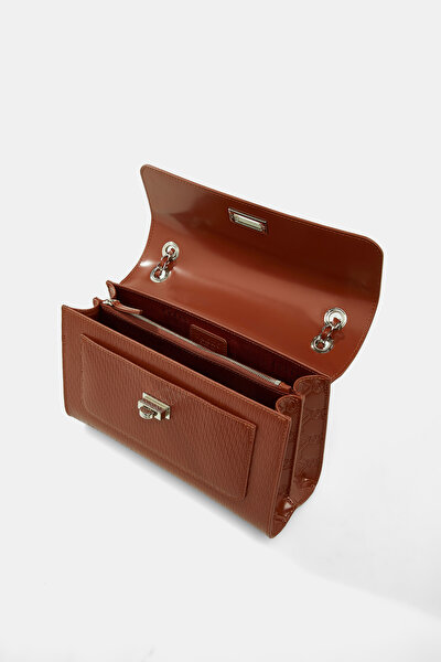 TAN MONOGRAM LEATHER BAG 8