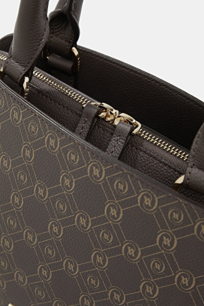 BEIGE MONOGRAM LEATHER BAG 4