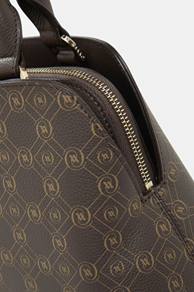 BEIGE MONOGRAM LEATHER BAG 5