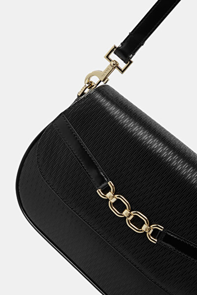 BLACK MONOGRAM LEATHER BAG 5