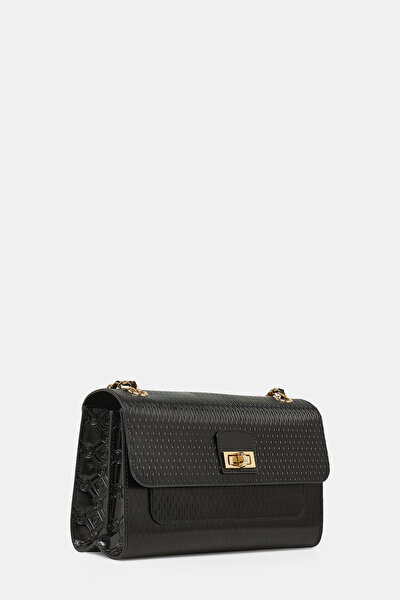 BLACK MONOGRAM LEATHER BAG 4