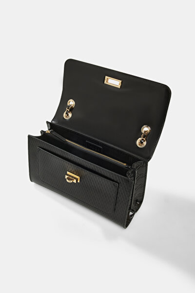 BLACK MONOGRAM LEATHER BAG 8
