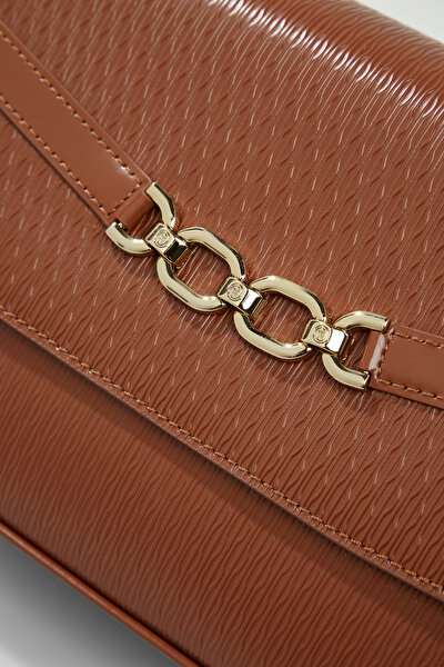 TAN MONOGRAM LEATHER BAG 5