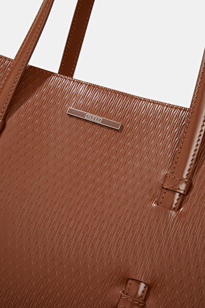TAN MONOGRAM LEATHER BAG 4