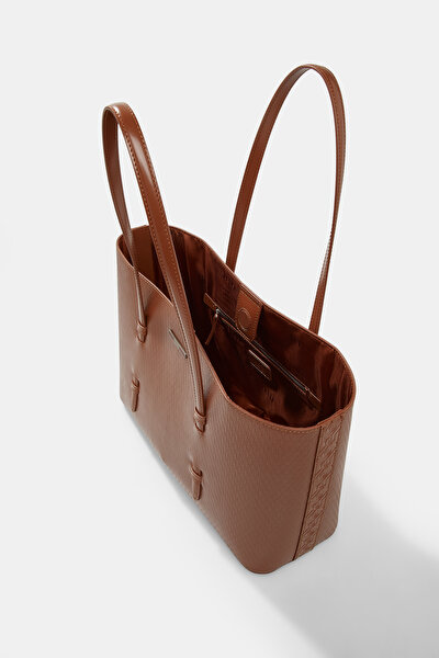 TAN MONOGRAM LEATHER BAG 5
