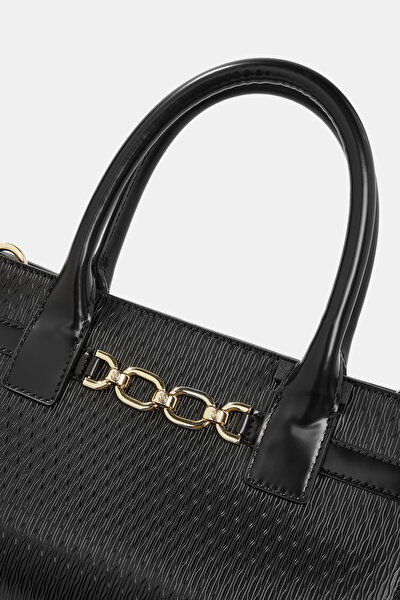 BLACK MONOGRAM LEATHER BAG 5