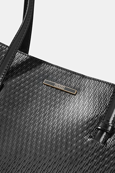 BLACK MONOGRAM LEATHER BAG 5