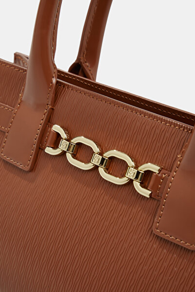 TAN MONOGRAM LEATHER BAG 5