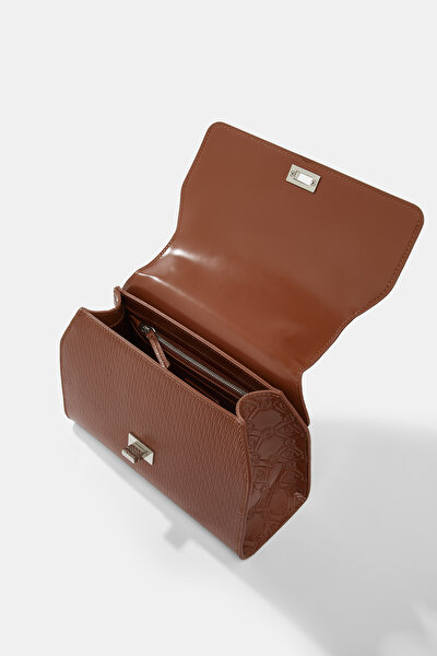 TAN MONOGRAM LEATHER BAG 8