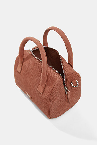 TAN MONOGRAM LEATHER BAG 8