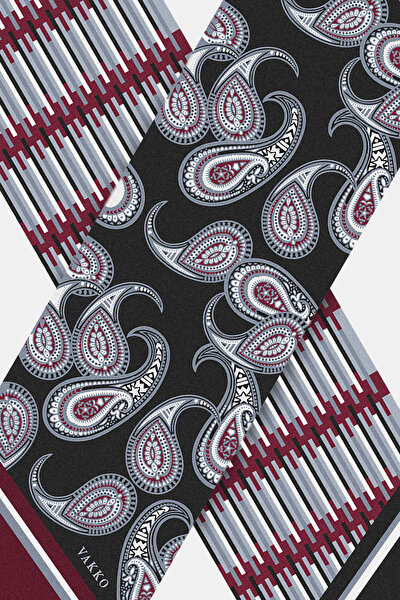 ANTRASİT ŞAL DESENLİ TWILL FULAR 3