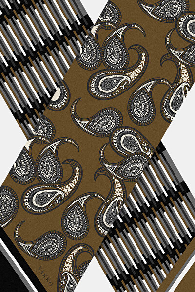 BLACK PAISLEY PATTERNED TWILL FOULARD 3