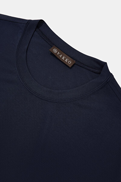 NAVY BLUE BASIC / ROUND NECKLINE SHORT SLEEVE TSHIRT 3